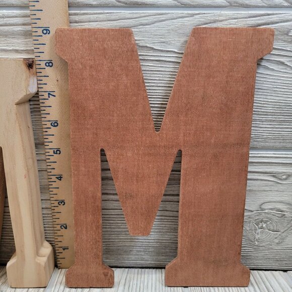 2 Unfinished Wooden Monogram Alphabet Letters Letter M Crafts Rustic Wall Decor - Picture 5 of 5